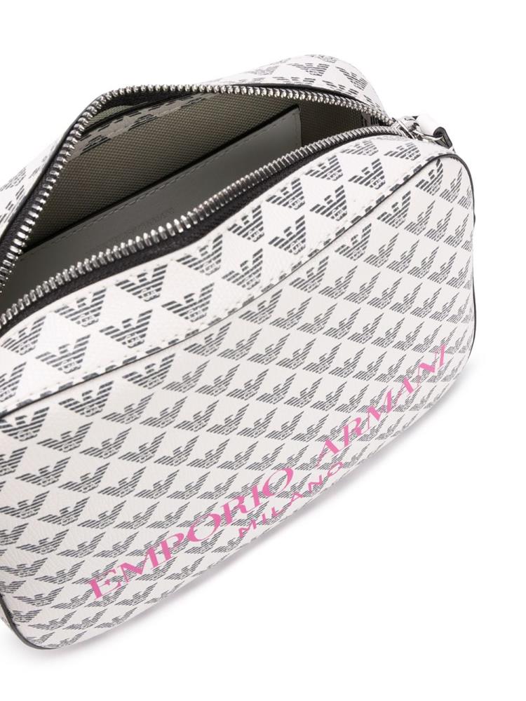 White / Black Women's Armani Emporio Logo Print Shoulder Bags | UMAG77W