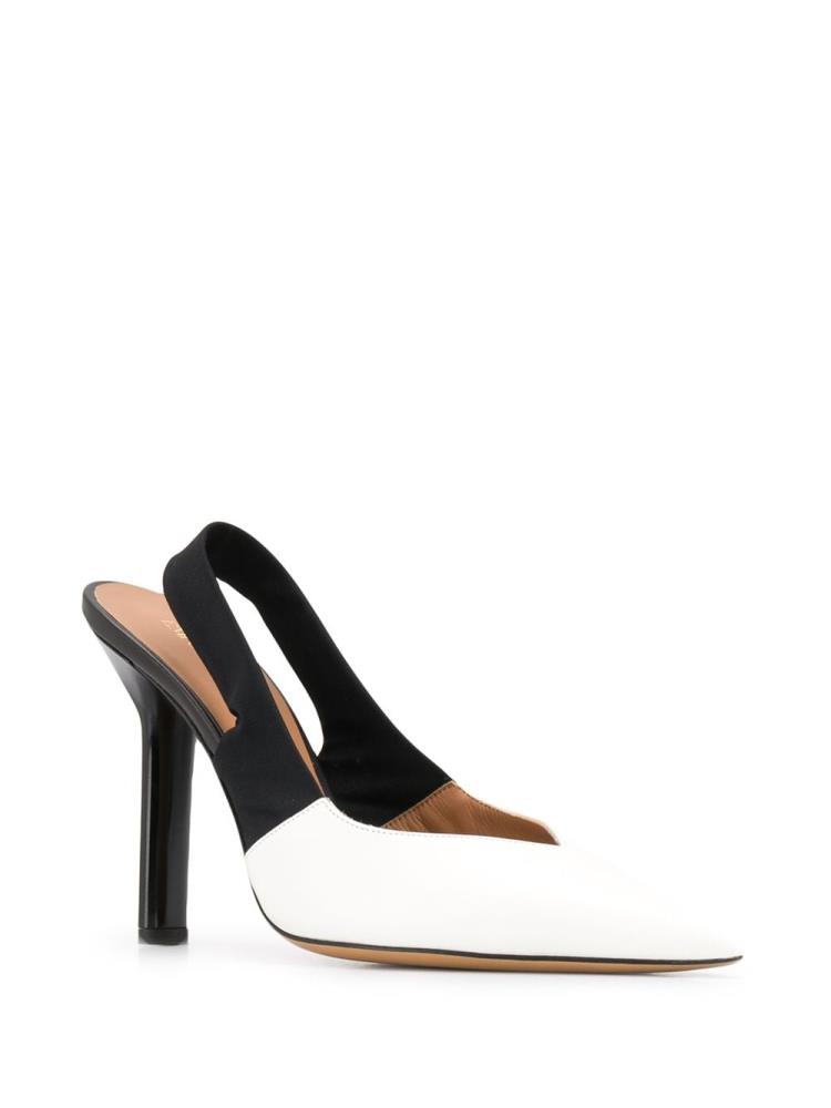 White / Black Women's Armani Emporio Colour Block Pointed Pumps | VDZBWHD