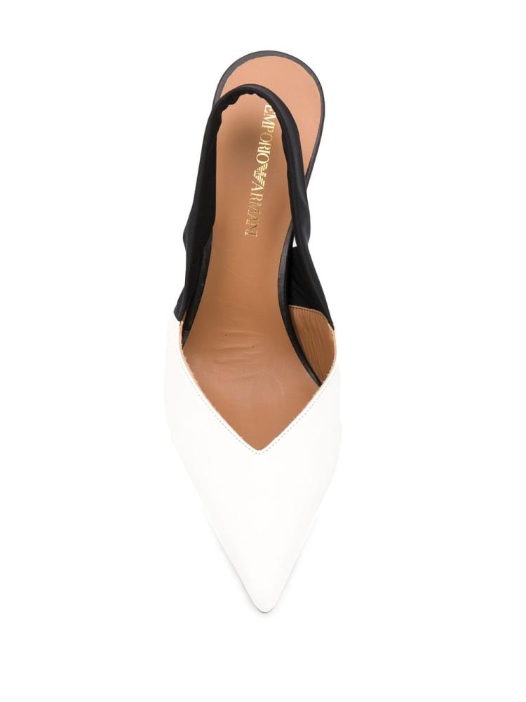 White / Black Women's Armani Emporio Colour Block Pointed Pumps | VDZBWHD