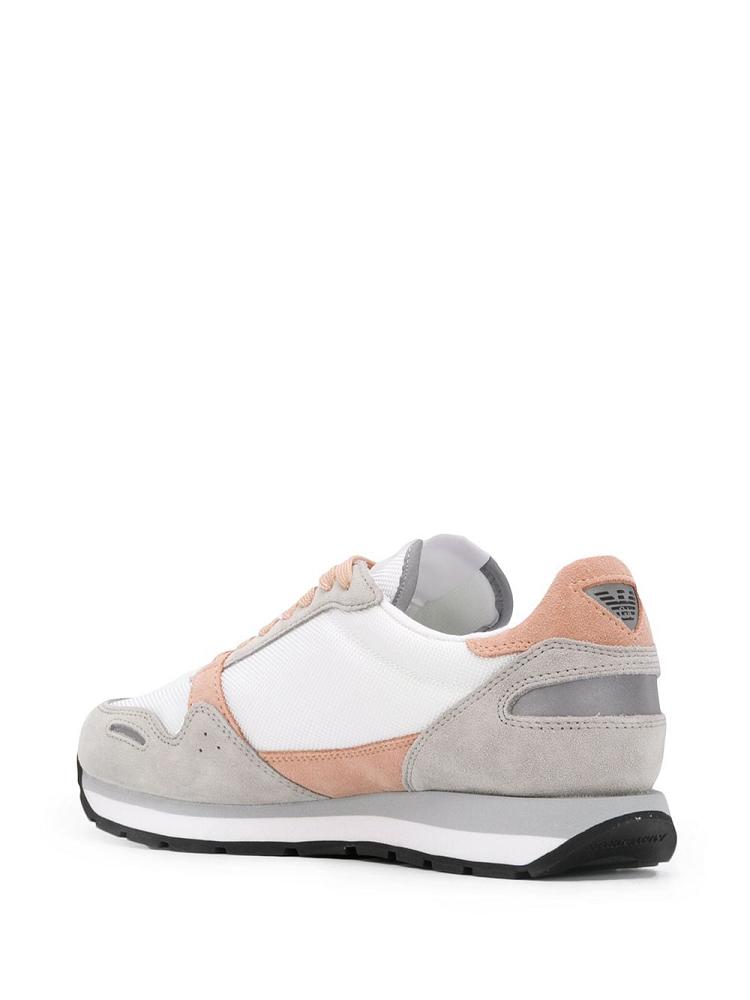 White / Grey Women's Armani Emporio Logo Print Sneakers | E443URB