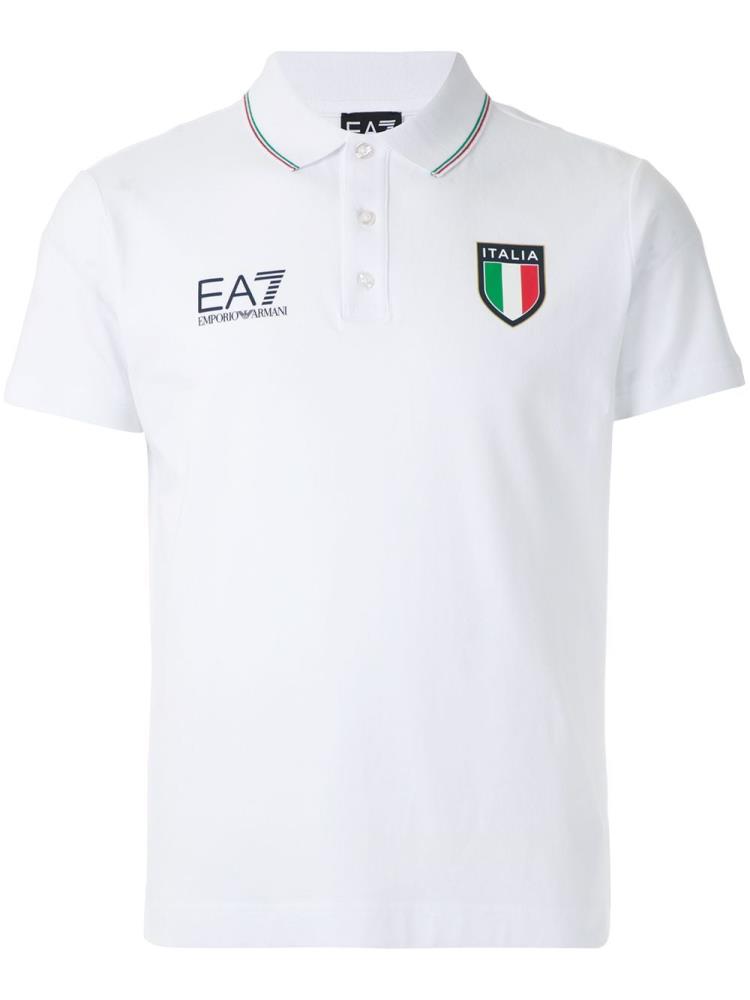 White Men\'s Ea7 Emporio Armani 1100 Natural Cotton Polo Shirts | W4ZTUA7