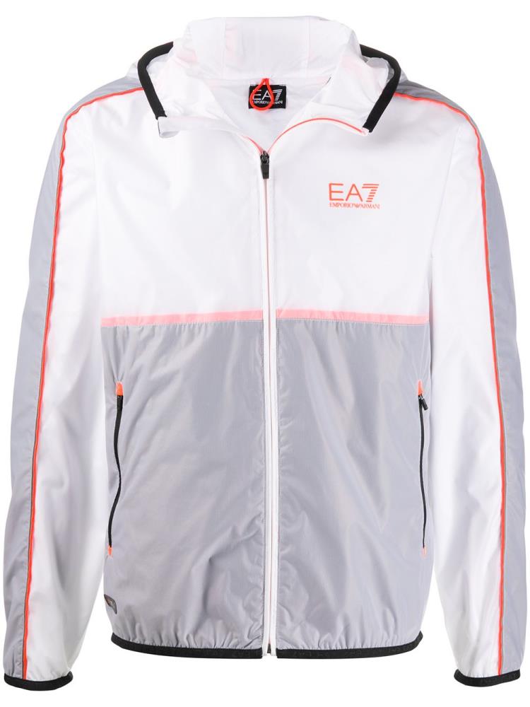 White Men\'s Ea7 Emporio Armani Hooded Sport Jacket Jackets | ROCRK6T