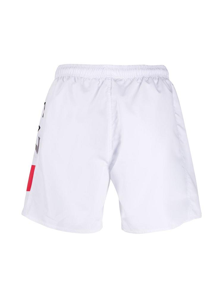 White Men's Ea7 Emporio Armani Italian Flag Print Swim Shorts | HQ1MHKO