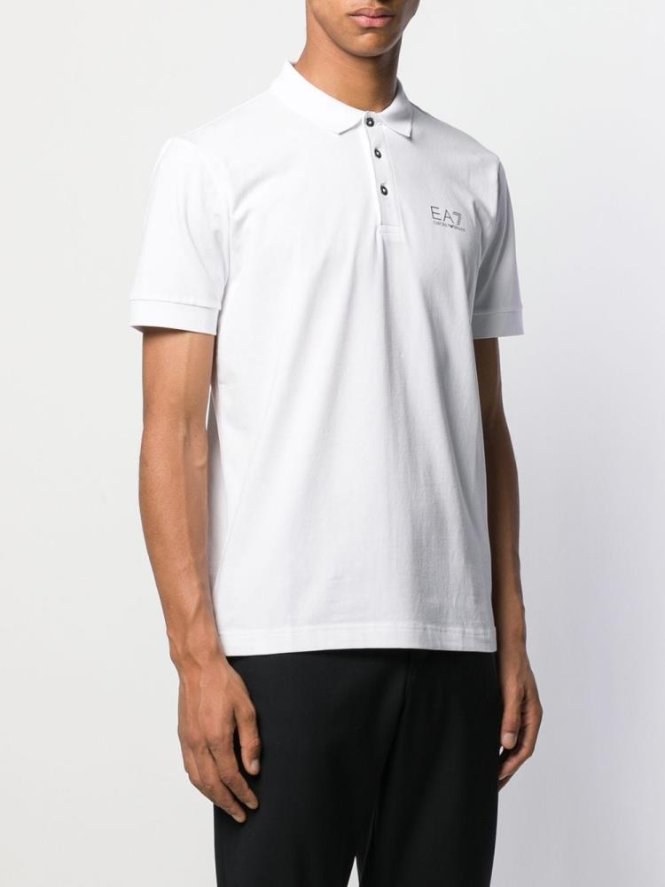 White Men's Ea7 Emporio Armani Logo Polo Shirts | 8B8XQOE