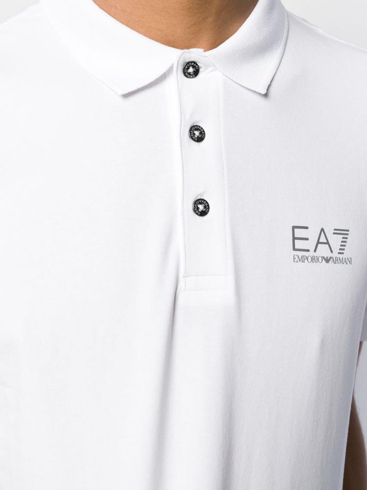 White Men's Ea7 Emporio Armani Logo Polo Shirts | 8B8XQOE