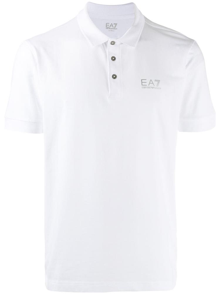 White Men\'s Ea7 Emporio Armani Logo Polo Shirts | 8B8XQOE