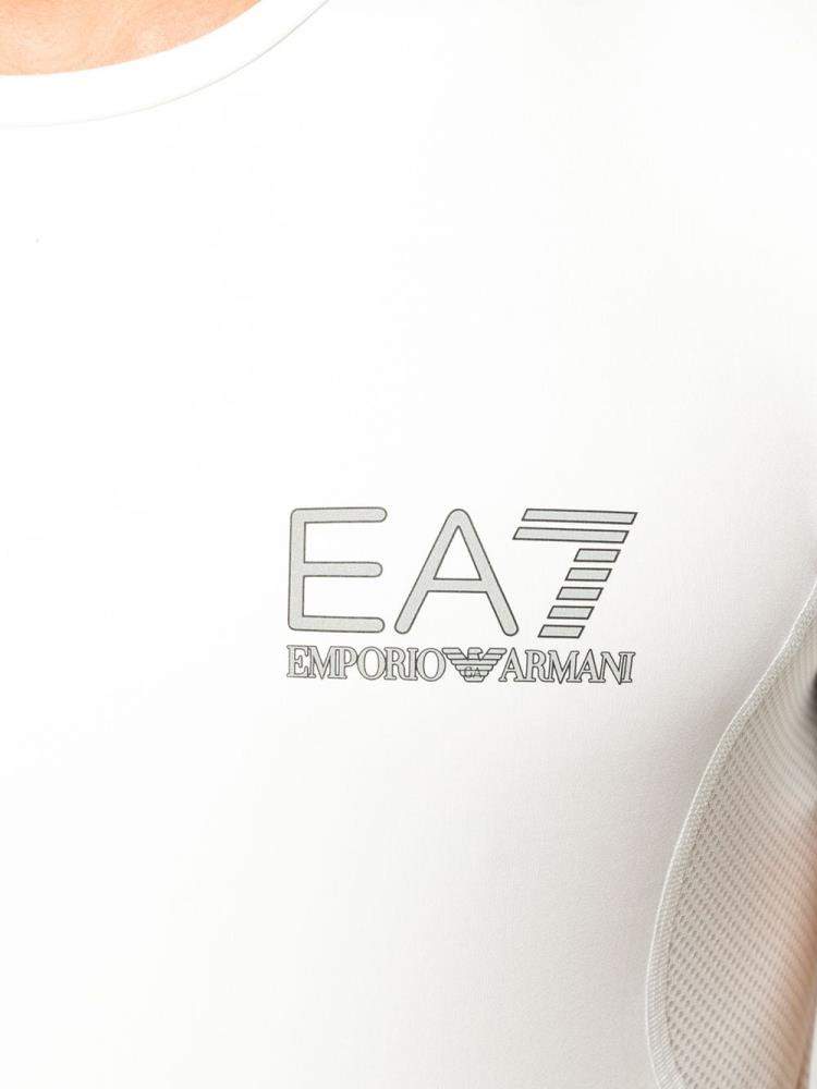 White Men's Ea7 Emporio Armani Logo Print T Shirts | D3QI851