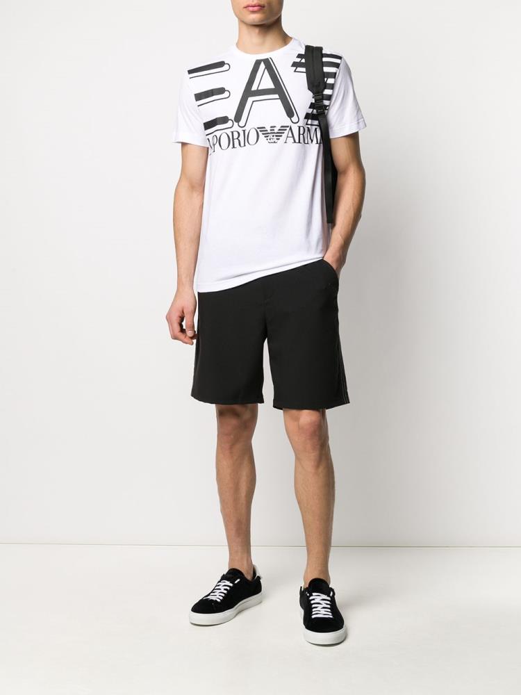 White Men's Ea7 Emporio Armani Logo Print T Shirts | O3F82LN