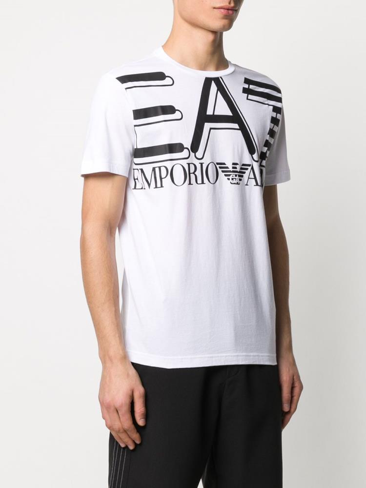 White Men's Ea7 Emporio Armani Logo Print T Shirts | O3F82LN