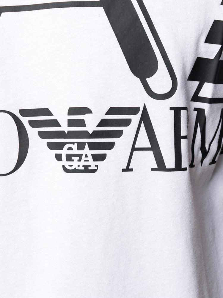 White Men's Ea7 Emporio Armani Logo Print T Shirts | O3F82LN