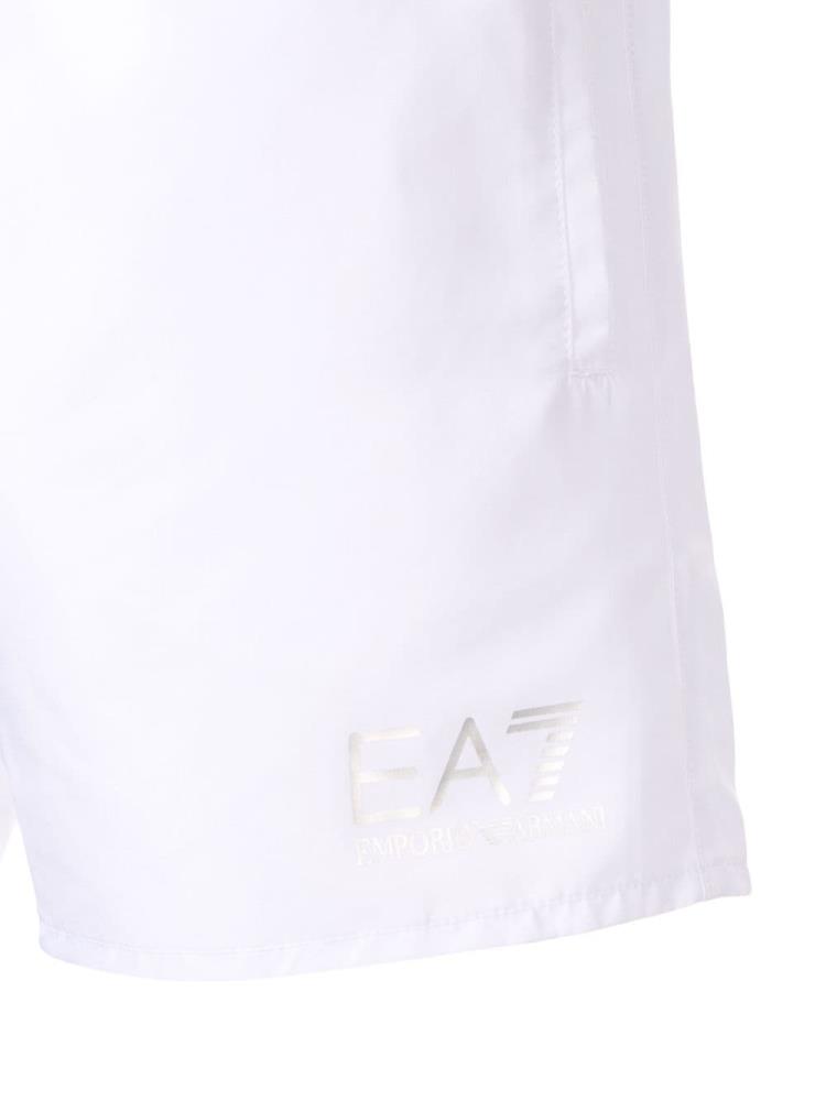 White Men's Ea7 Emporio Armani Logo Swim Shorts | QZQH5QE