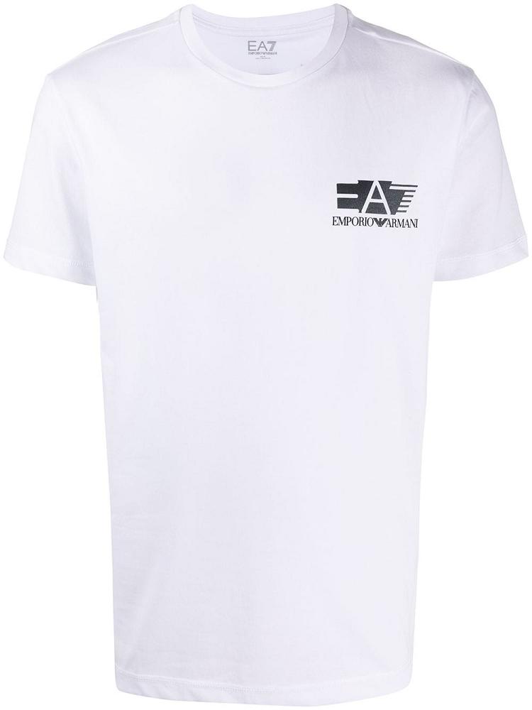 White Men\'s Ea7 Emporio Armani Logo Print T Shirts | Y4X4BO5