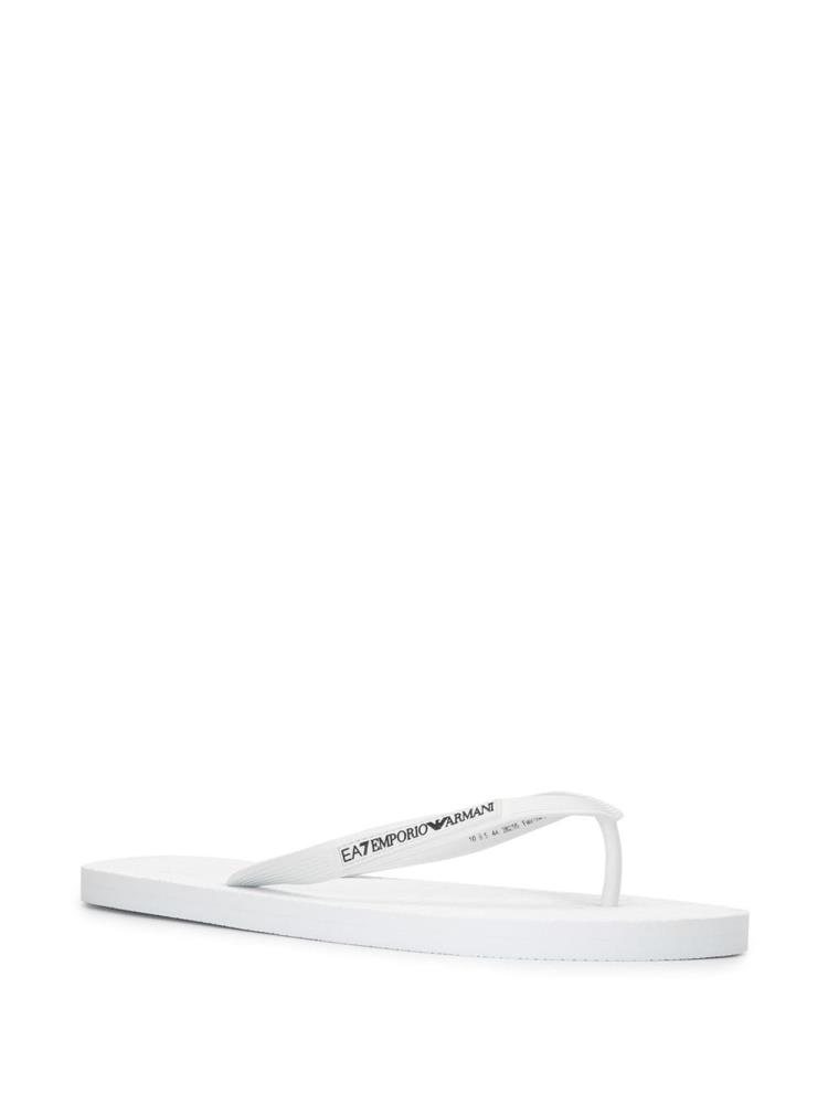 White Men's Ea7 Emporio Armani Sea World Core Flip Flops | ADJSNBY