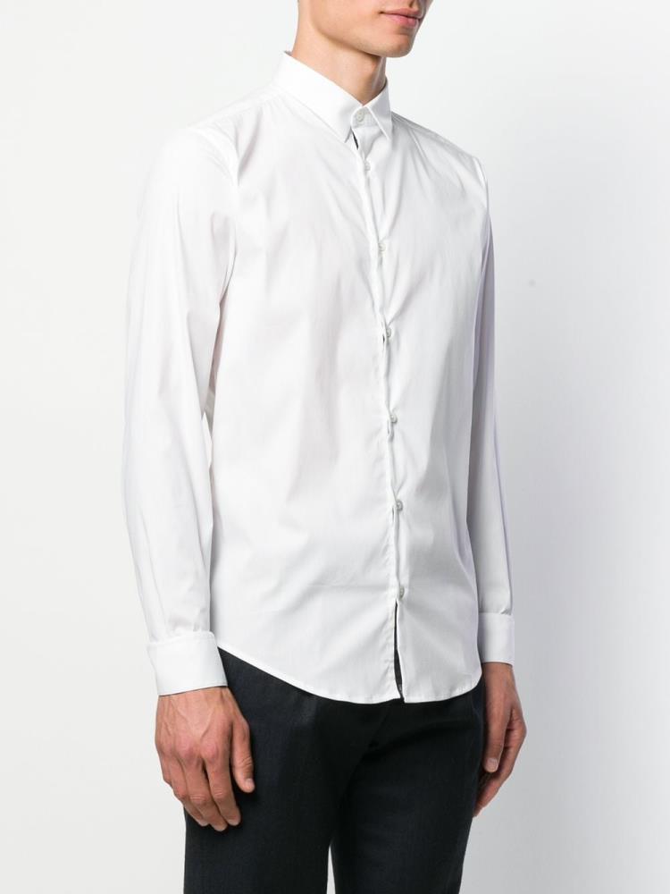 White Men's Armani Emporio Buttoned Up Shirts | 4OOR296