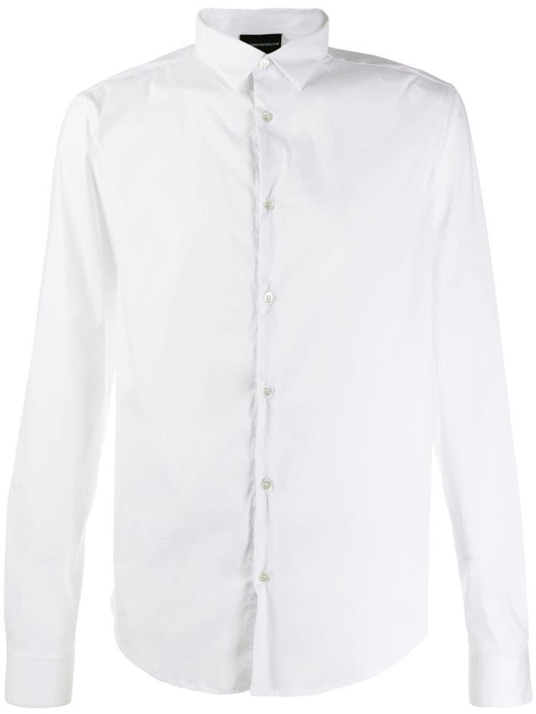 White Men\'s Armani Emporio Buttoned Up Shirts | 4OOR296