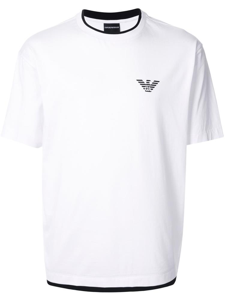 White Men\'s Armani Emporio Chest Logo T Shirts | 8ODVVO0