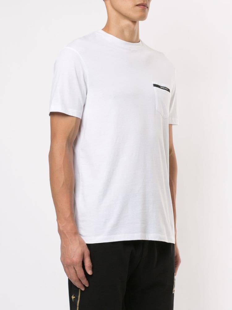 White Men's Armani Emporio Chest Pocket T Shirts | KN78349