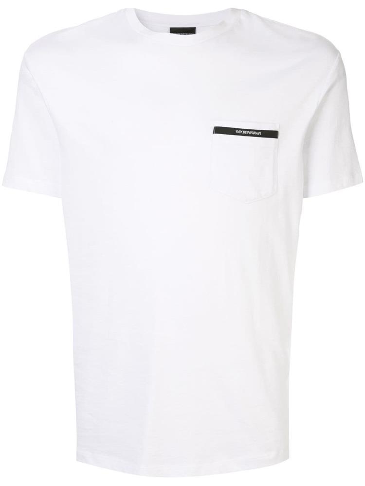 White Men\'s Armani Emporio Chest Pocket T Shirts | KN78349