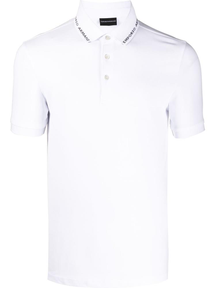 White Men\'s Armani Emporio Collar Logo Polo Shirts | S0PZDVM