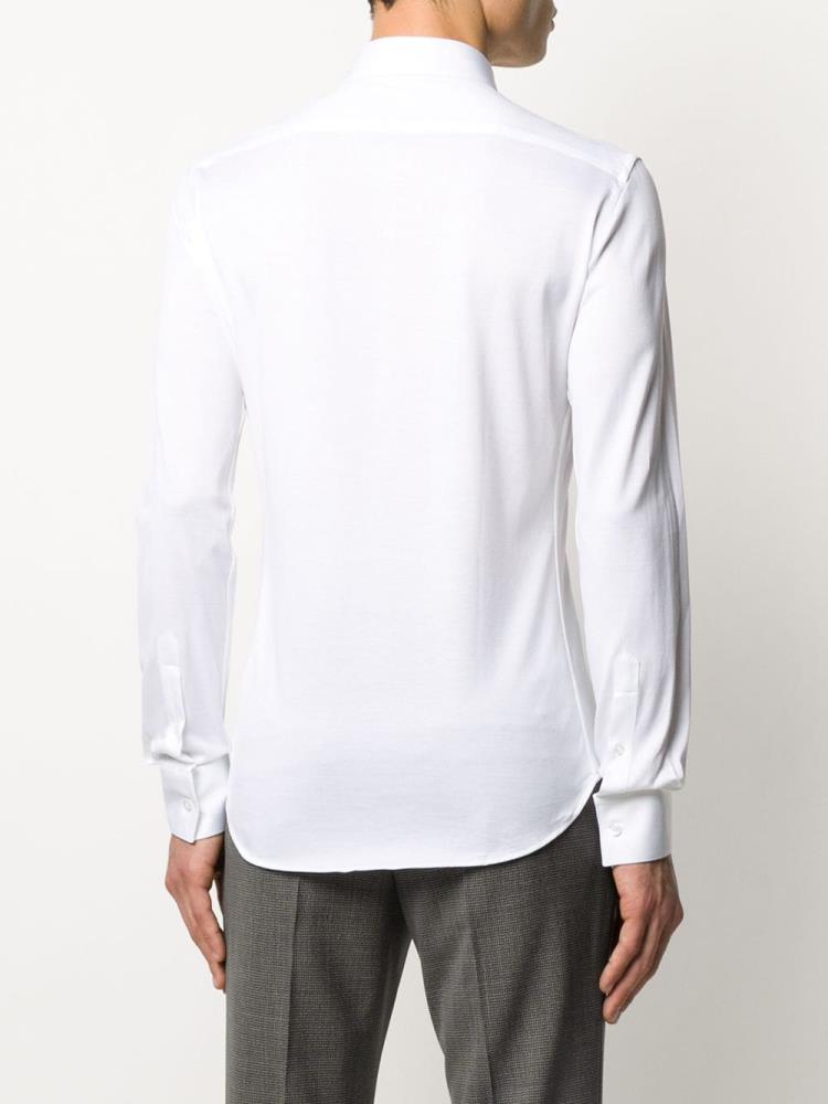 White Men's Armani Emporio Concealed Fastening Shirts | ENHT0BN