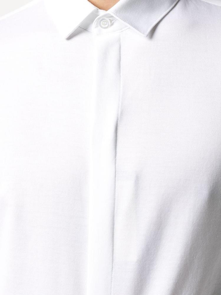 White Men's Armani Emporio Concealed Fastening Shirts | ENHT0BN