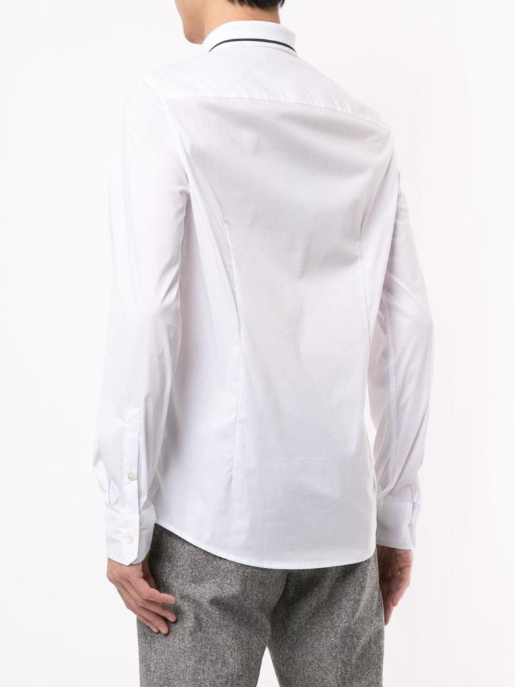 White Men's Armani Emporio Contrast Collar Logo Shirts | MGKN21D