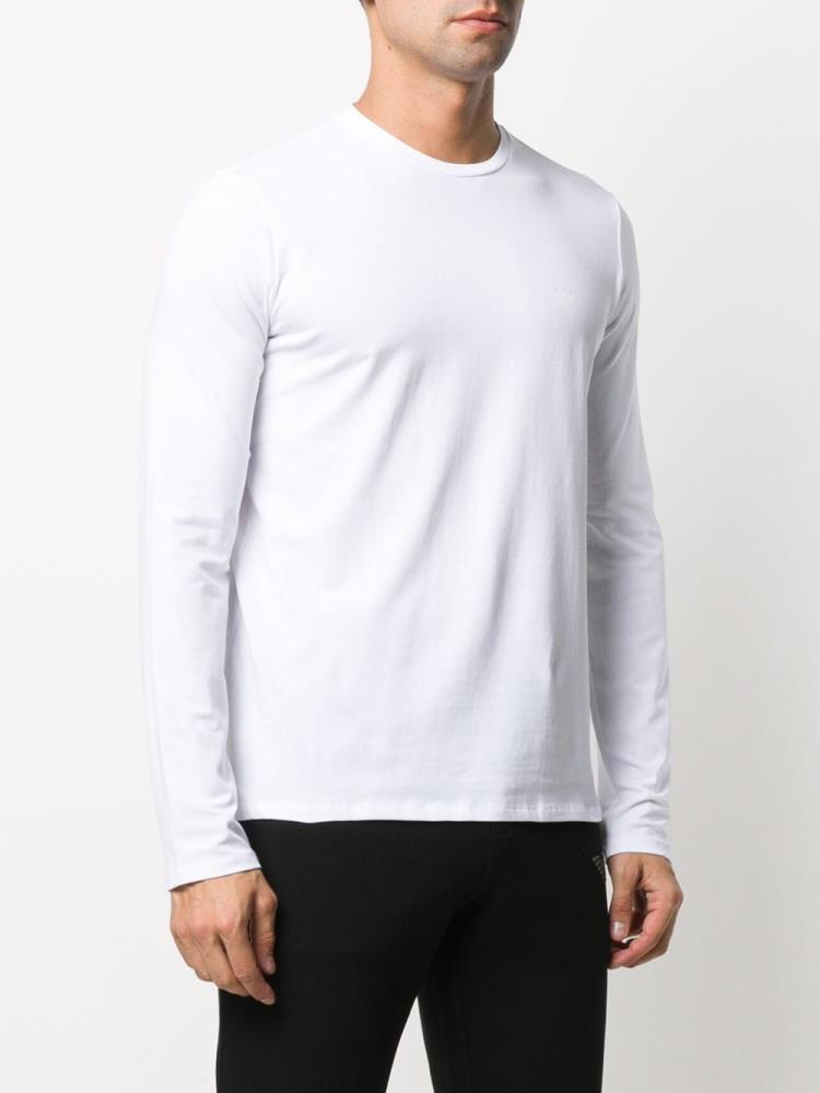 White Men's Armani Emporio Crew Neck Long Sleeve Tops | YR1BZK4