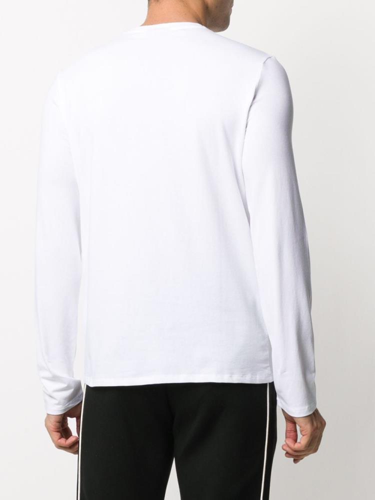 White Men's Armani Emporio Crew Neck Long Sleeve Tops | YR1BZK4