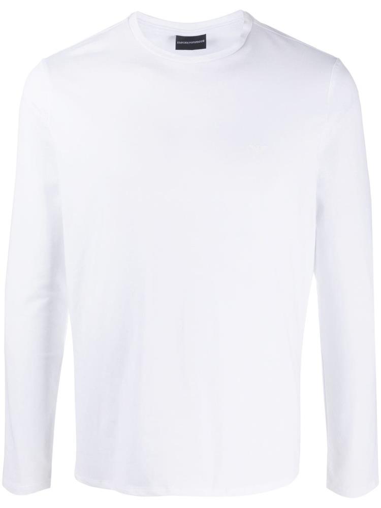 White Men\'s Armani Emporio Crew Neck Long Sleeve Tops | YR1BZK4