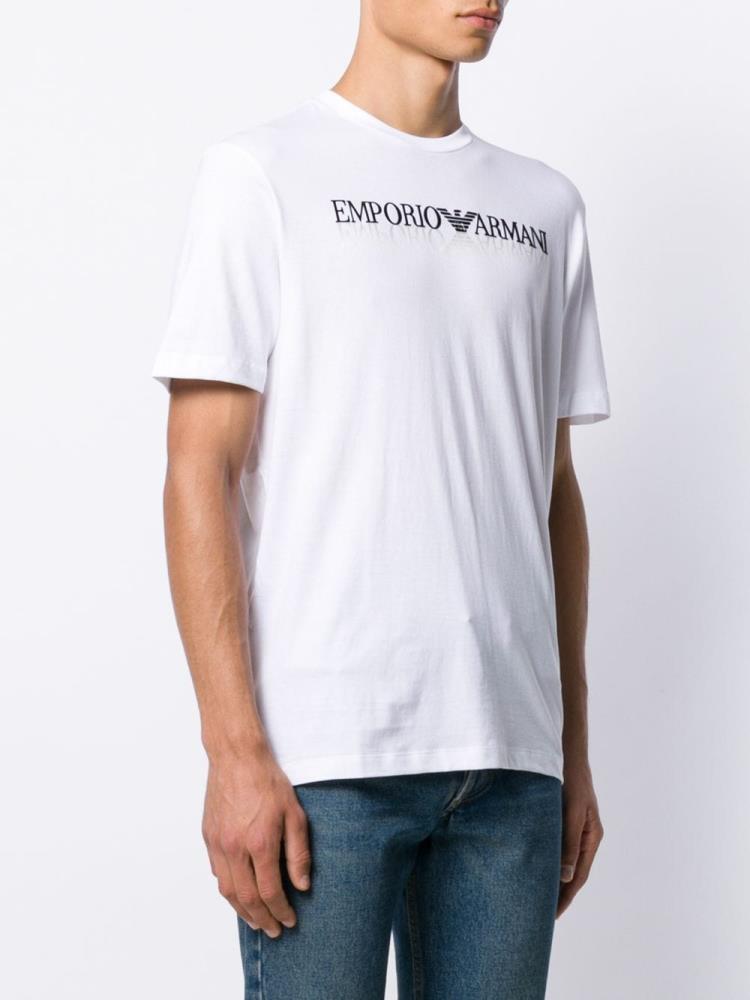 White Men's Armani Emporio Front Logo T Shirts | GXEOGGH