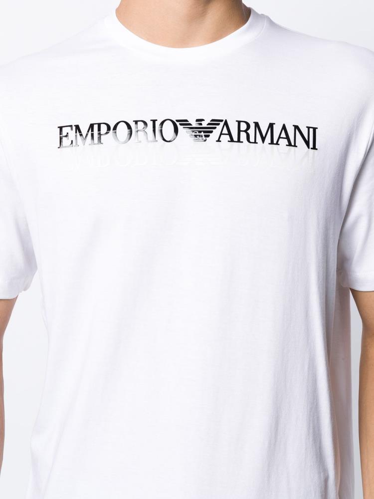 White Men's Armani Emporio Front Logo T Shirts | GXEOGGH