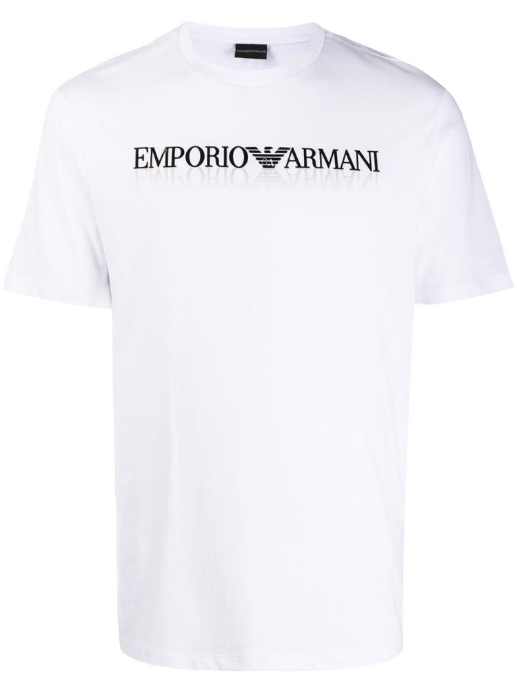 White Men\'s Armani Emporio Front Logo T Shirts | GXEOGGH