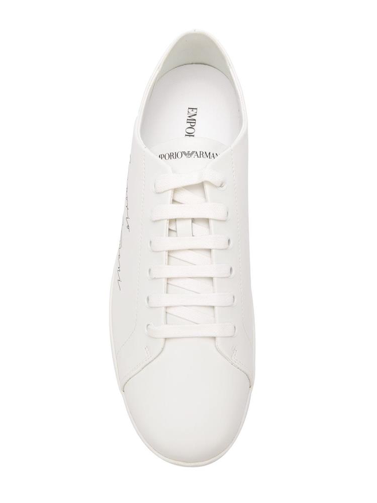 White Men's Armani Emporio Lace Up Low Sneakers | KL0E3EQ