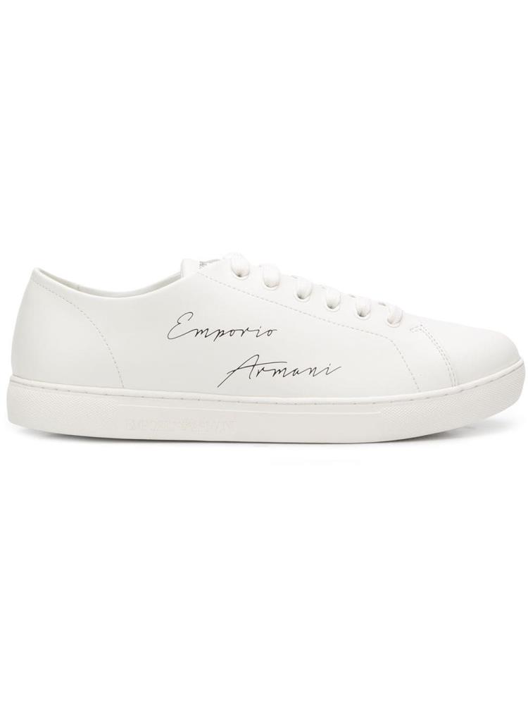 White Men\'s Armani Emporio Lace Up Low Sneakers | KL0E3EQ