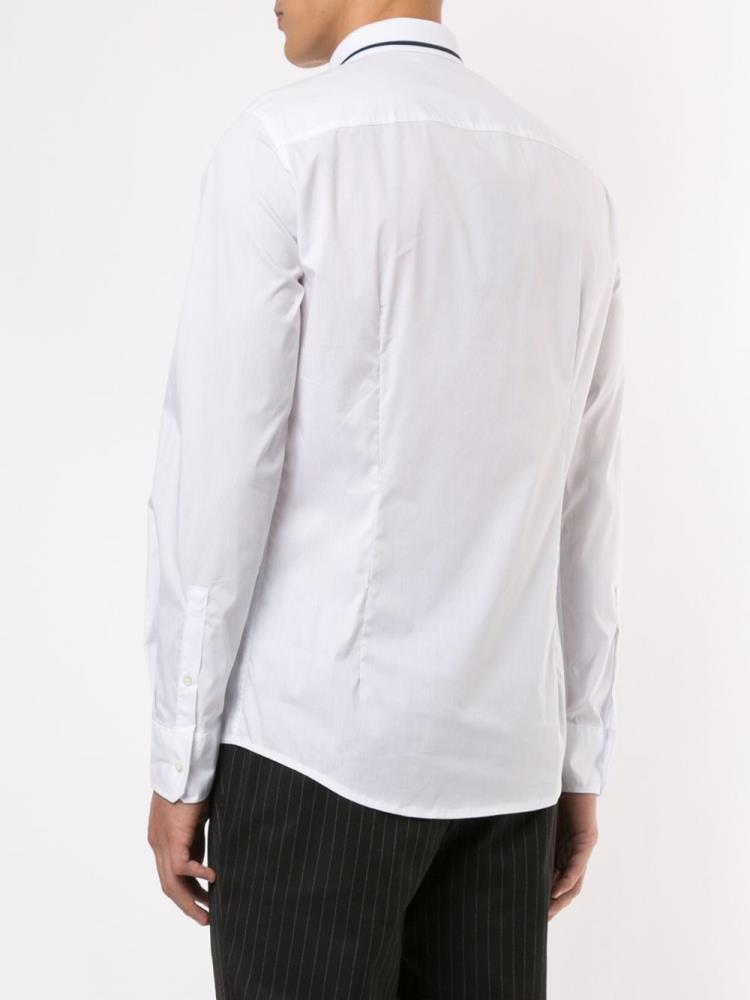 White Men's Armani Emporio Logo Collar Shirts | WNXDL1K