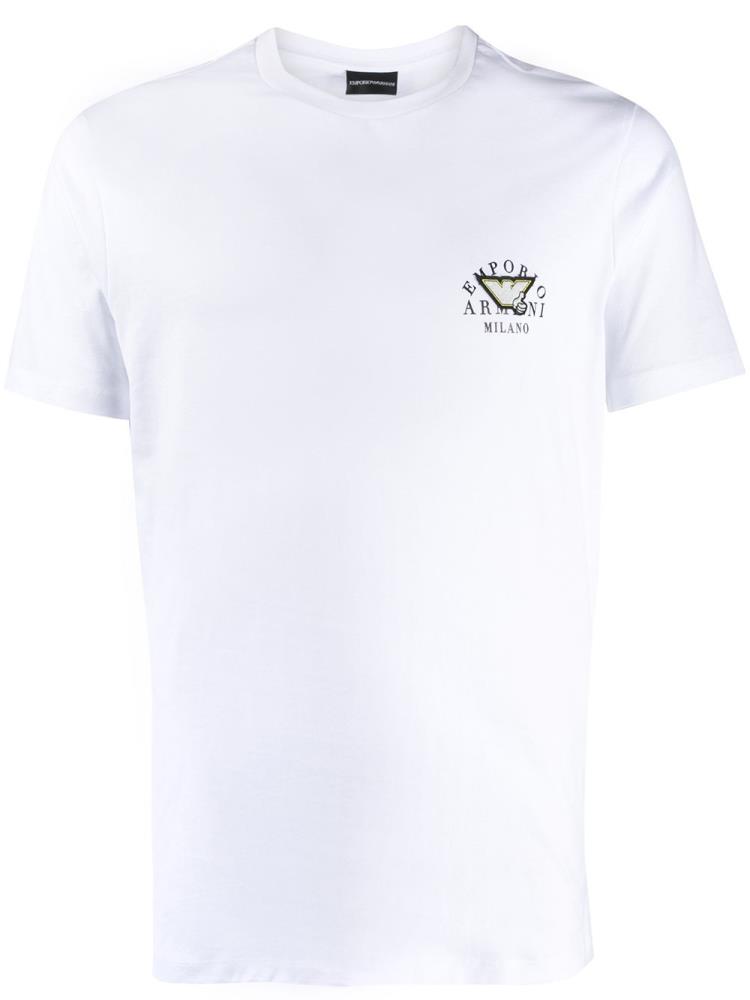 White Men\'s Armani Emporio Logo Detail T Shirts | UPHZGEM