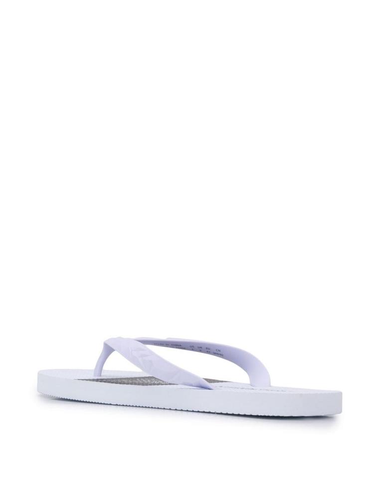 White Men's Armani Emporio Logo Flip Flops | 771SVVL