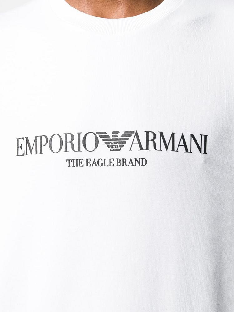 White Men's Armani Emporio Logo Printed Sweatshirts | 7HVT1S0