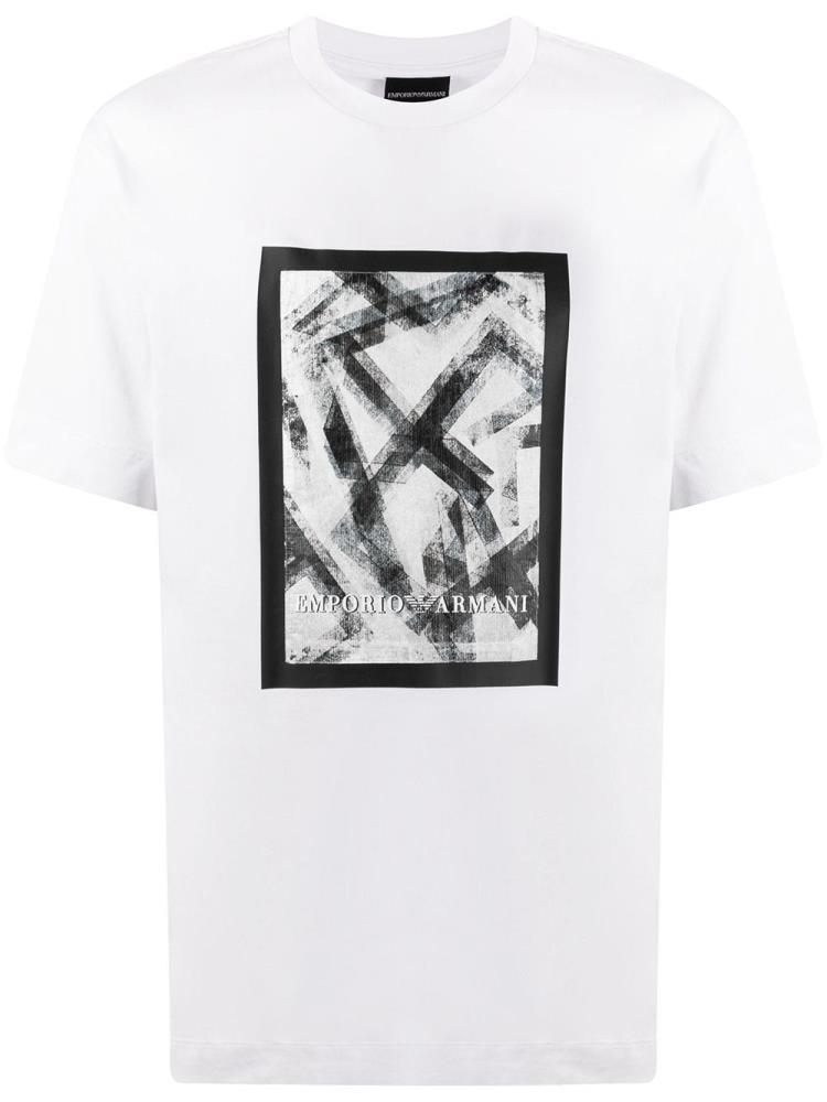 White Men\'s Armani Emporio Logo Print T Shirts | EGDPDNY