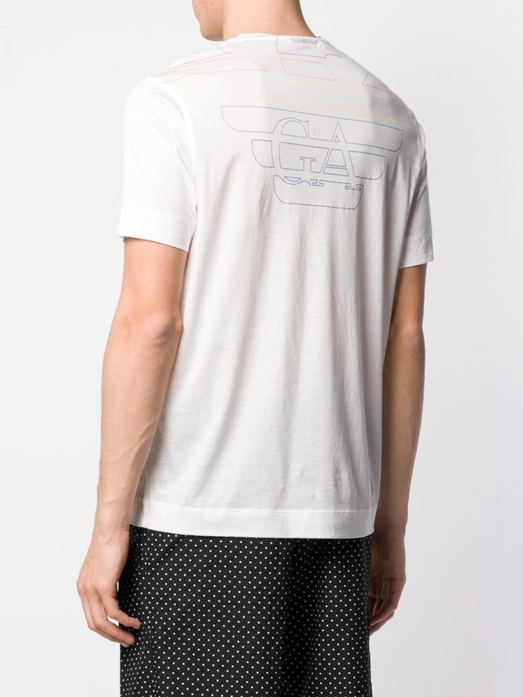 White Men's Armani Emporio Logo Print T Shirts | F0R2SFB