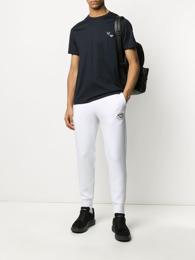 White Men's Armani Emporio Logo Patch Track Pants | FPCU0GW