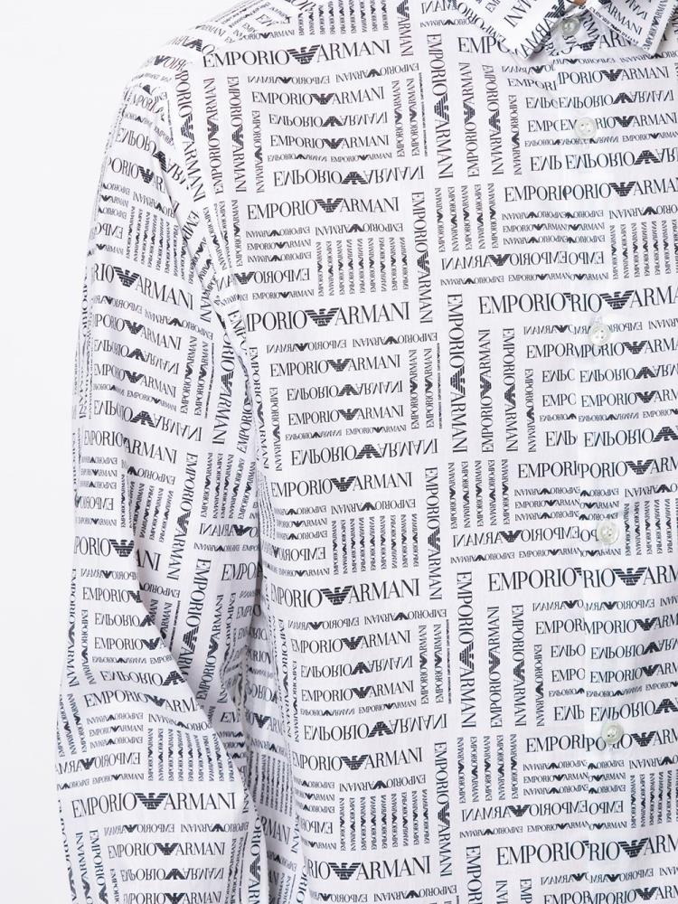 White Men's Armani Emporio Logo Print Shirts | HZD2QT7