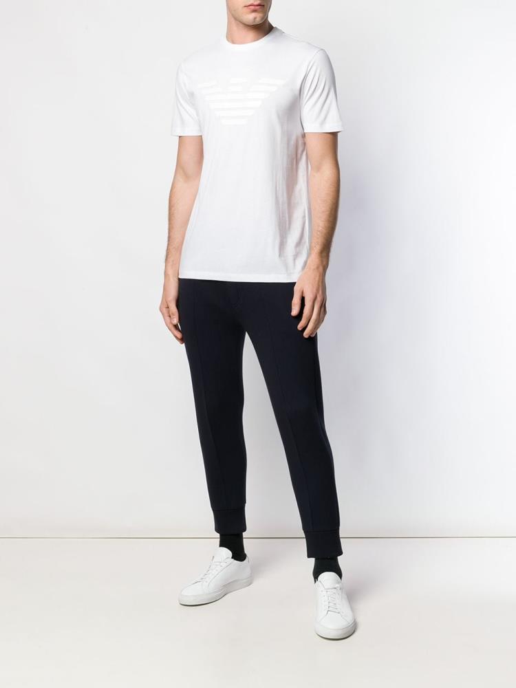 White Men's Armani Emporio Logo T Shirts | YNT57UJ