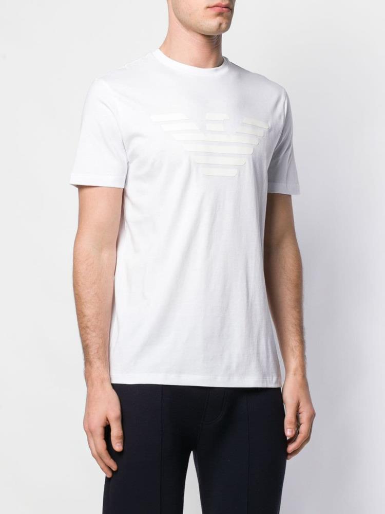 White Men's Armani Emporio Logo T Shirts | YNT57UJ