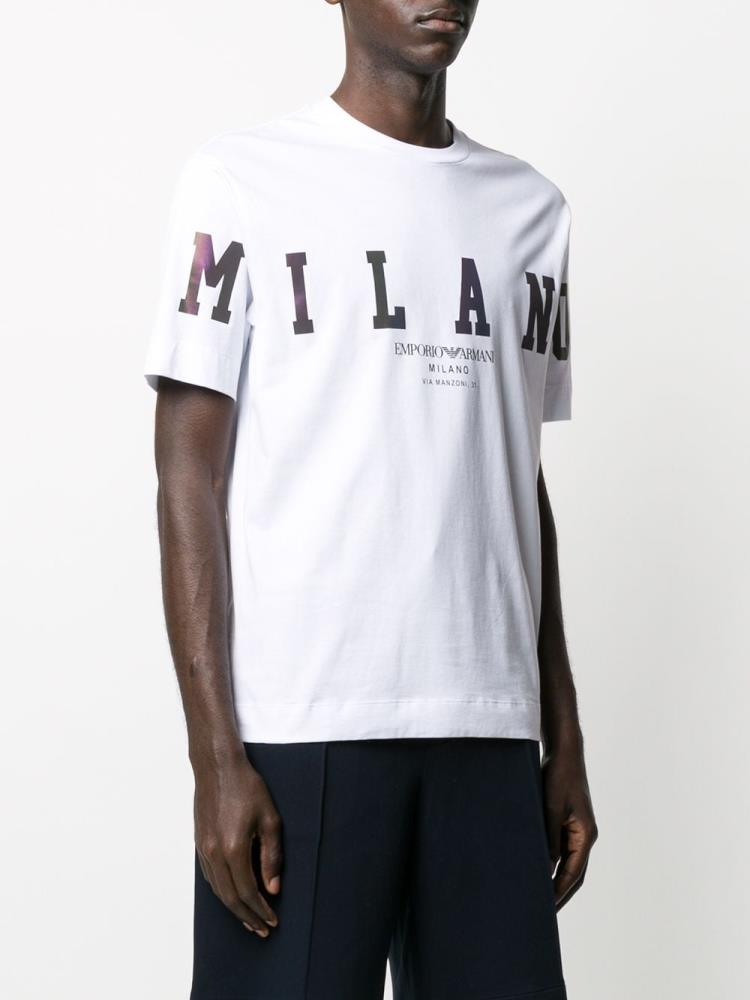 White Men's Armani Emporio Milano Printed T Shirts | QJ82998