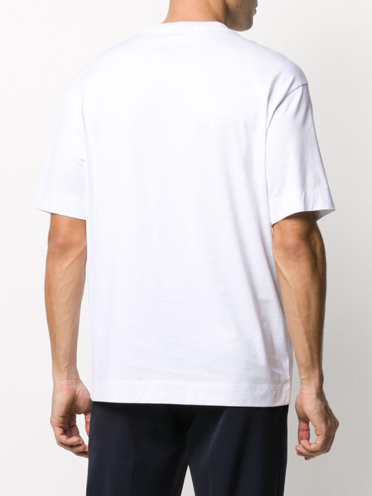 White Men's Armani Emporio Oversized Logo Print T Shirts | FW3769X