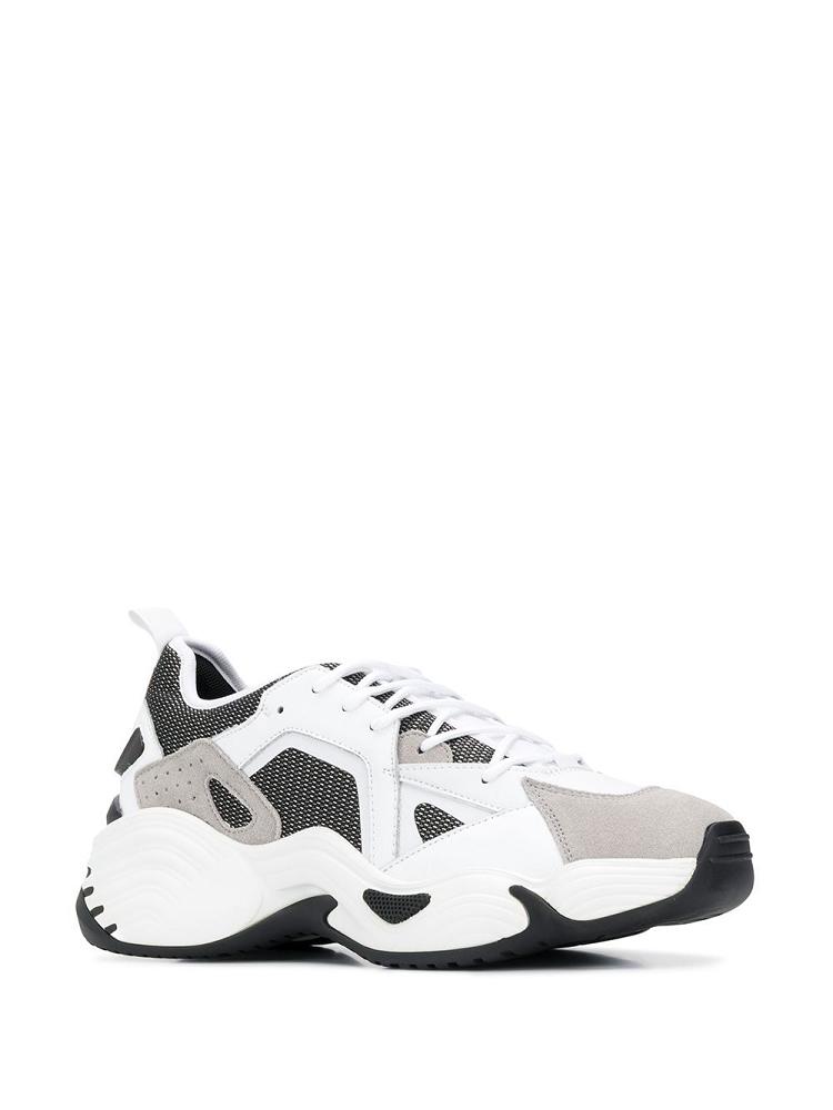 White Men's Armani Emporio Panelled Sneakers | E7Q8TC2