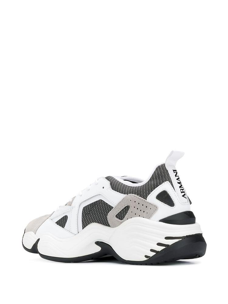 White Men's Armani Emporio Panelled Sneakers | E7Q8TC2