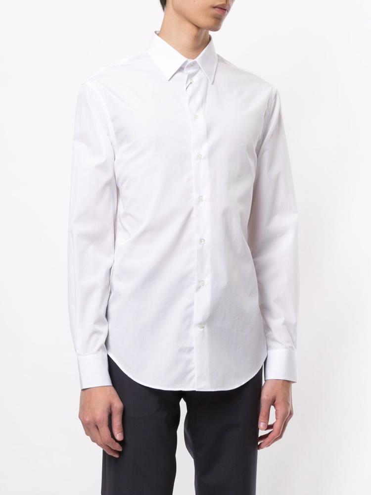 White Men's Armani Emporio Plain Shirts | 1OVD6MX