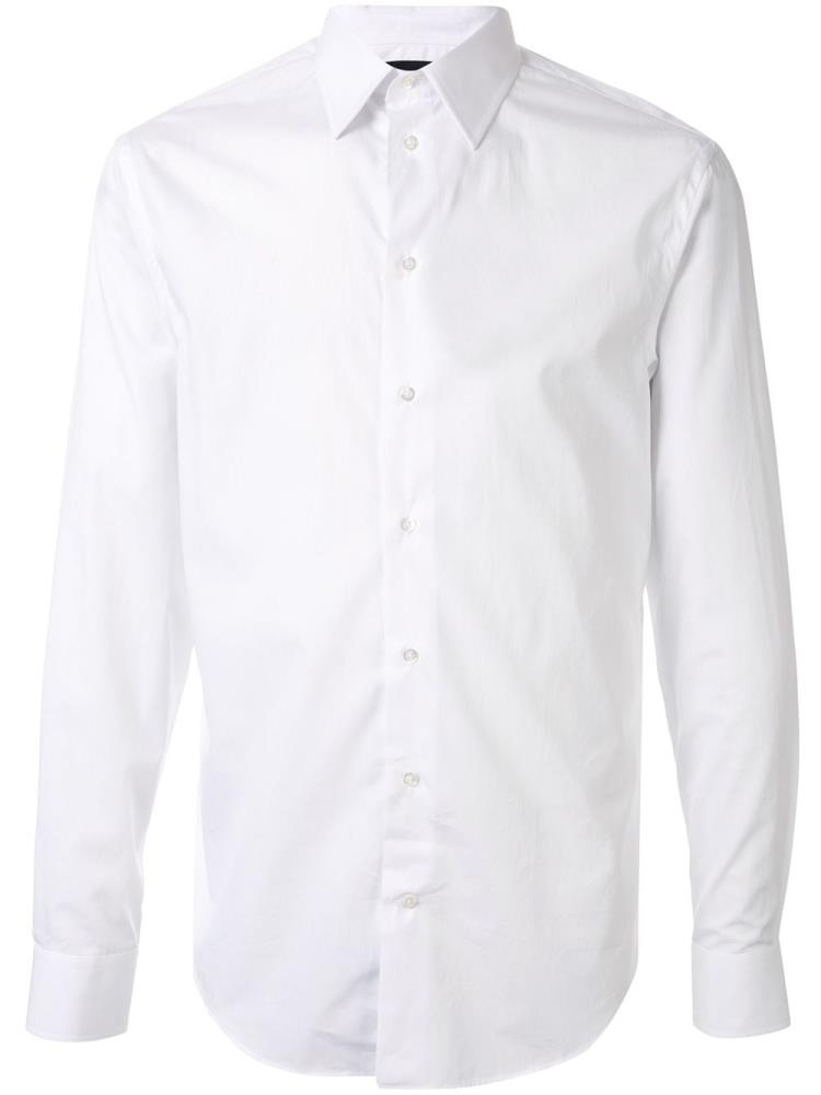 White Men\'s Armani Emporio Plain Shirts | 1OVD6MX